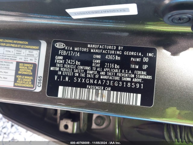 KIA OPTIMA EX 2014 5XXGN4A73EG318591 Image 9