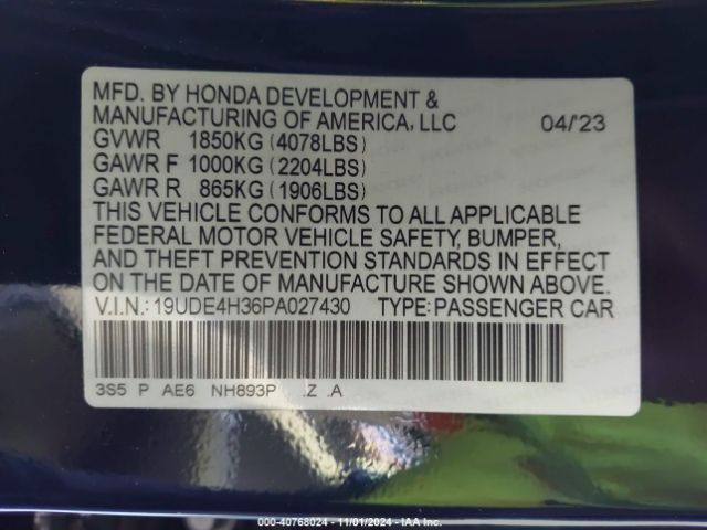 19UDE4H36PA027430 Acura Integra A-spec