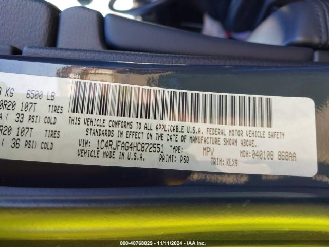 1C4RJFAG4HC872551 Jeep Grand Cherokee Altitude 4x4
