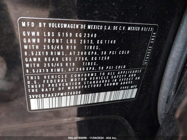 3VVCB7AX2PM074606 Volkswagen Tiguan 2.0t Se R-line Black