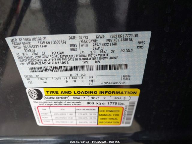 1FMJK2A85PEA11003 Ford Expedition Limited Max
