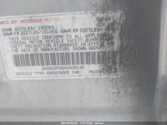 2010 MITSUBISHI LANCER JA32U2FU6AU008146 Photo 8