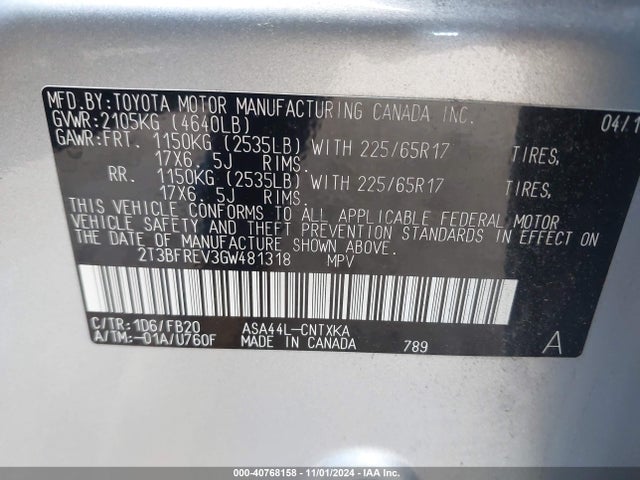 Toyota RAV4 LE 2016 2T3BFREV3GW481318 Image 9