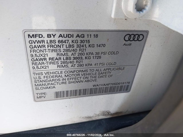 WA1VAAF79KD019178 Audi Q7 55 Premium