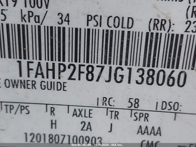 1FAHP2F87JG138060 Ford Taurus Limited
