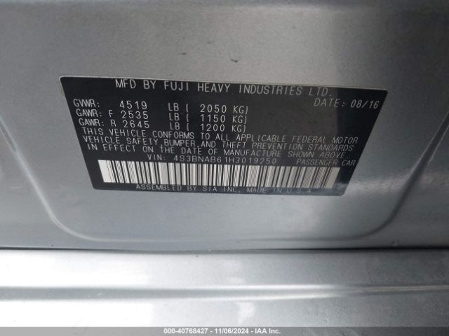 4S3BNAB61H3019250 Subaru Legacy 2.5i
