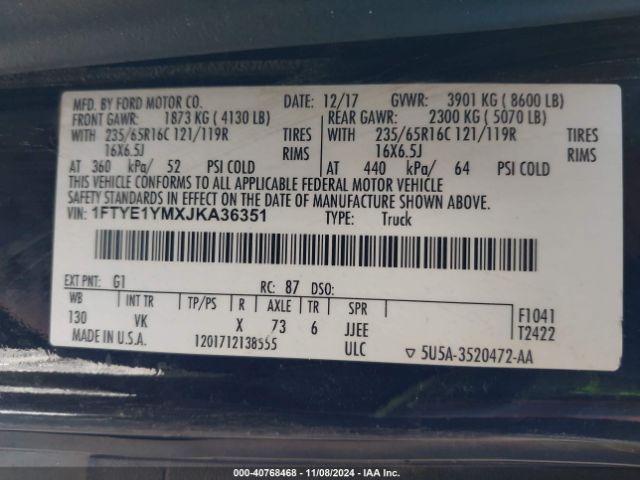 1FTYE1YMXJKA36351 Ford Transit-150