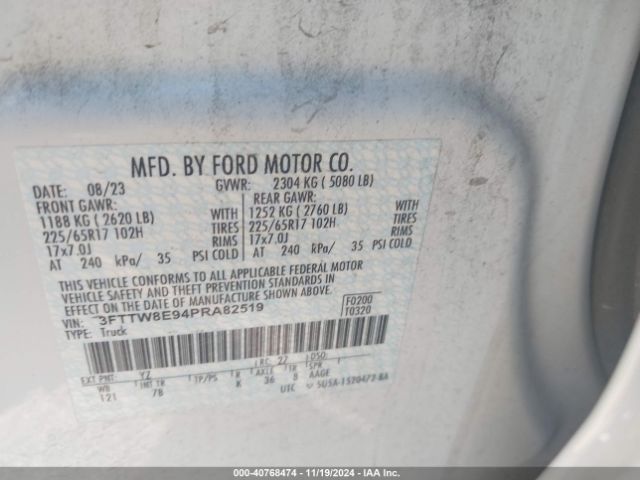 3FTTW8E94PRA82519 Ford Maverick Xlt