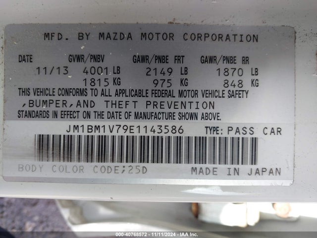 Mazda Mazda3 I Touring 2014 JM1BM1V79E1143586 Image 9