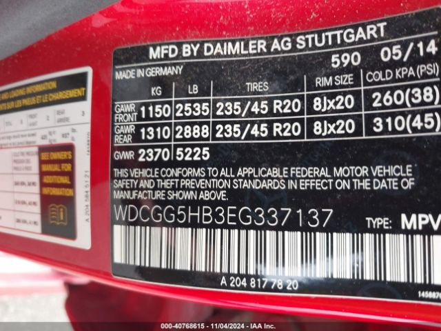 WDCGG5HB3EG337137 Mercedes-Benz GLK 350