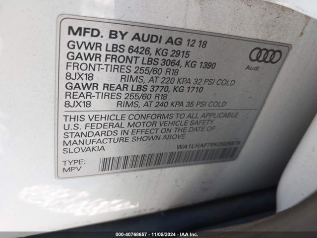 WA1LHAF79KD025579 Audi Q7 45 Premium