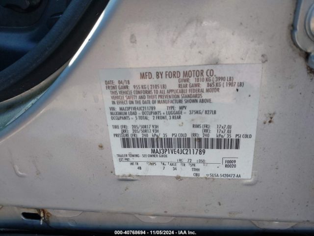 MAJ3P1VE4JC211789 Ford Ecosport Titanium