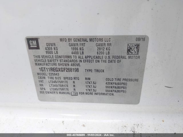 1GT11REGXGF268198 GMC SIERRA 2500HD