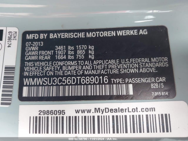 2013 MINI HARDTOP WMWSU3C56DT689016 Photo 8