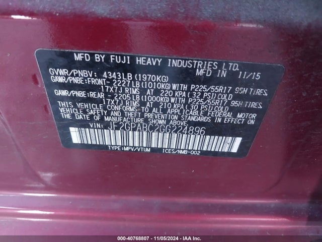 Subaru Crosstrek 2.0i Premium 2016 JF2GPABC2GG224896 Image 9