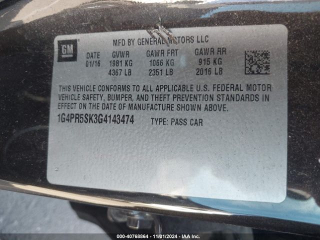 1G4PR5SK3G4143474 Buick Verano Convenience Group