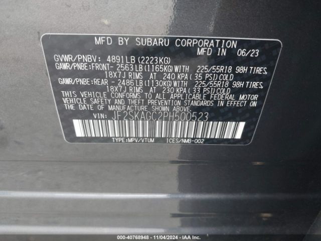 JF2SKAGC2PH500523 Subaru Forester Sport