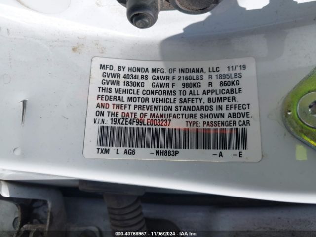 19XZE4F99LE003237 Honda Insight Touring