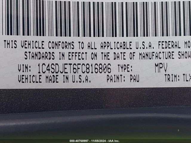 1C4SDJET6FC816806 Dodge Durango Citadel