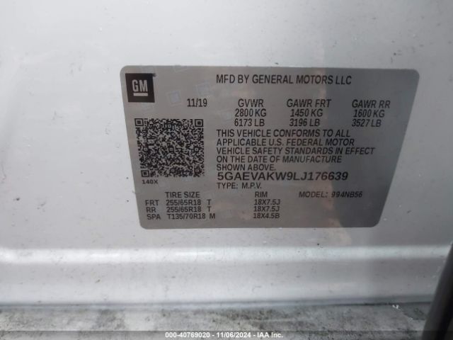 5GAEVAKW9LJ176639 Buick Enclave Awd Essence
