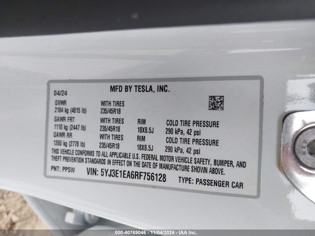 2024 TESLA MODEL 3 5YJ3E1EA6RF756128 Photo 8