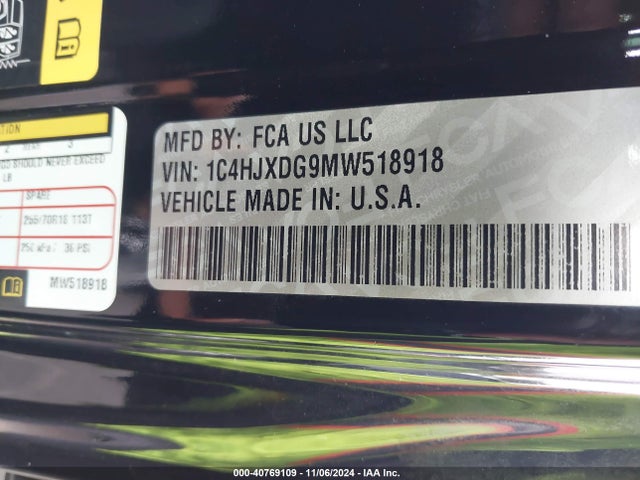 1C4HJXDG9MW518918 Jeep Wrangler Unlimited Sport Altitude 4x4