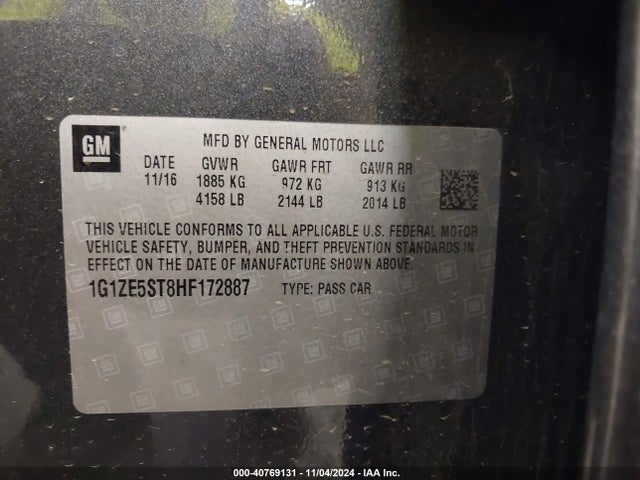 Chevrolet MALIBU 1LT 2017 1G1ZE5ST8HF172887 Image 9