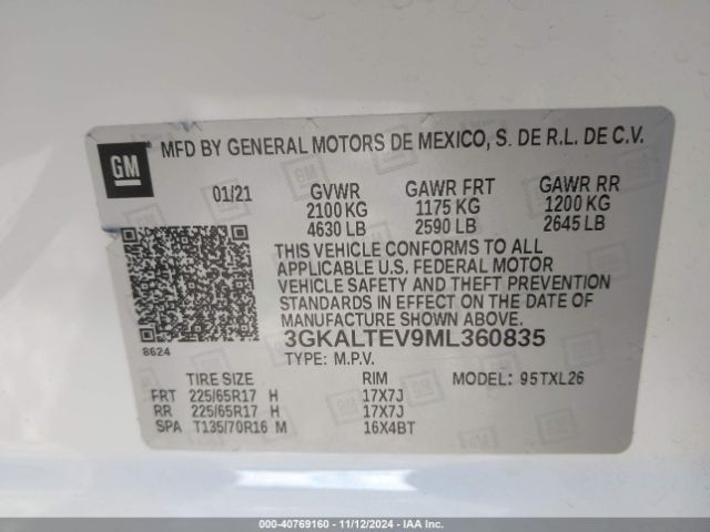 3GKALTEV9ML360835 GMC Terrain Awd Sle
