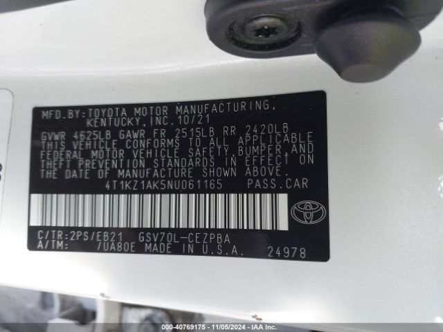 4T1KZ1AK5NU061165 Toyota CAMRY TRD