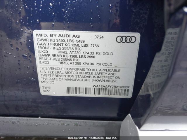 WA1EAAFY7R2140967 Audi Q5 Premium Plus 45 Tfsi S Line Quattro
