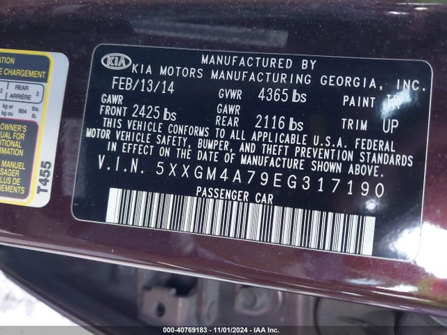KIA Optima Lx 2014 5XXGM4A79EG317190 Image 9