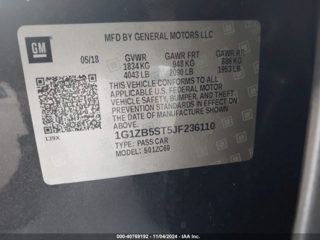 1G1ZB5ST5JF236110 Chevrolet Malibu 1ls