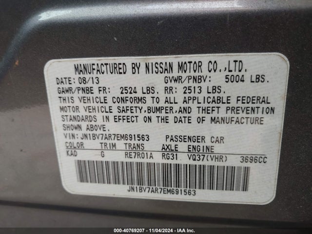 Infiniti Q50 Premium 2014 JN1BV7AR7EM691563 Image 9
