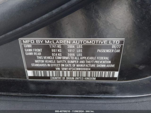 2022 MCLAREN 720S SBM14FCA3NW006984 Photo 8