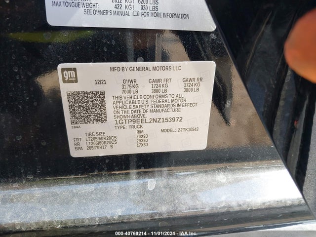 1GTP9EEL2NZ153972 GMC SIERRA 1500 LIMITED