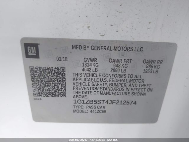 1G1ZB5ST4JF212574 Chevrolet Malibu 1ls