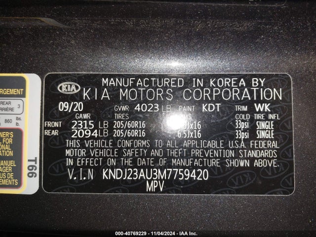 KIA SOUL LX 2021 KNDJ23AU3M7759420 Image 9