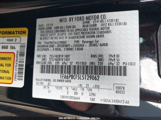 1FA6P8CF5L5129062 Ford Mustang Gt Premium
