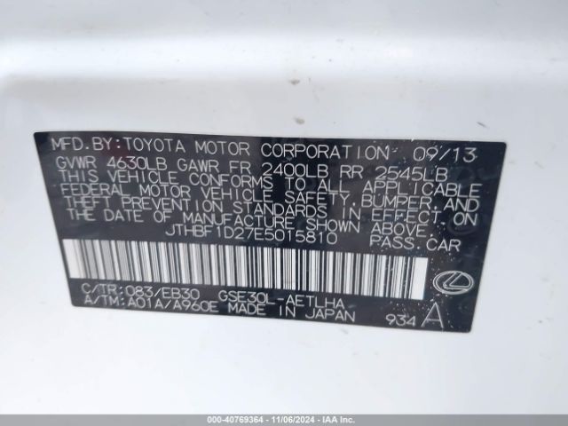JTHBF1D27E5015810 Lexus IS 250