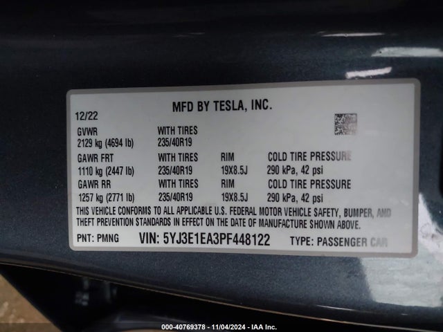 2023 TESLA MODEL 3 5YJ3E1EA3PF448122 Photo 8