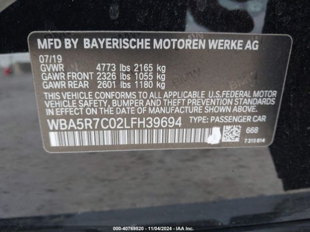 WBA5R7C02LFH39694 BMW 330i Xdrive