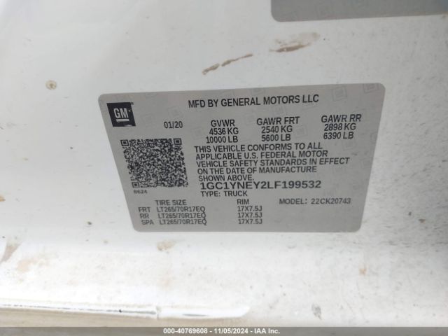 1GC1YNEY2LF199532 Chevrolet Silverado 2500hd 4wd  Standard Bed Lt
