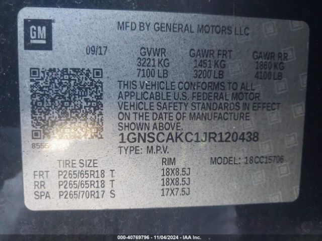 1GNSCAKC1JR120438 Chevrolet Tahoe Ls