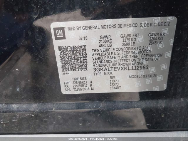 3GKALTEVXKL112963 GMC Terrain Sle