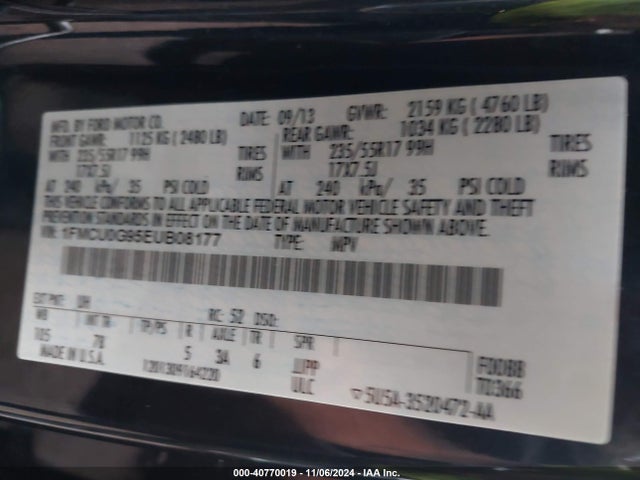 Ford ESCAPE SE 2014 1FMCU0G95EUB08177 Image 9