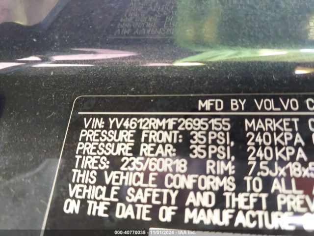 YV4612RM1F2695155 Volvo Xc60 T5 Platinum