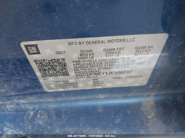 Chevrolet Silverado 2500hd Ltz 2018 1GC1KWEY1JF108237 Image 9