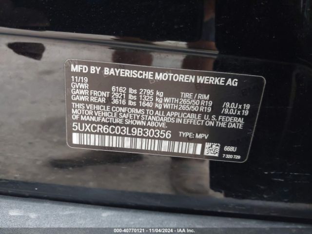 5UXCR6C03L9B30356 BMW X5 Xdrive40i