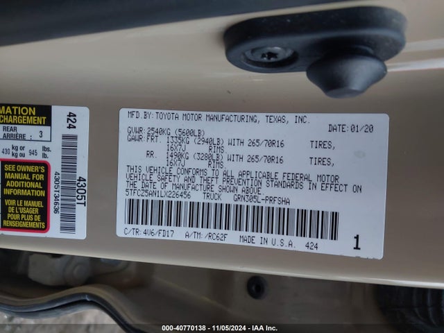 5TFCZ5AN1LX226456 Toyota Tacoma Trd Off-road