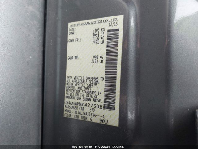 1N4AA6AP8GC427506 Nissan Maxima 3.5 Sv